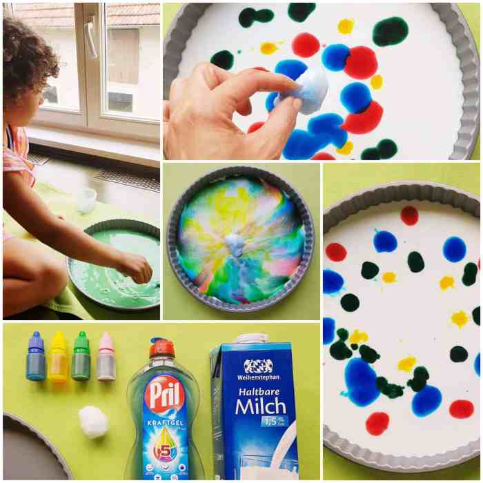 Experiment milk and food coloring