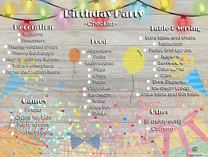 Birthday celebration birthday party decoration items list