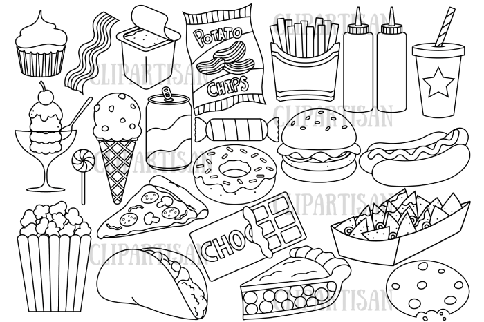 Junk food coloring pages