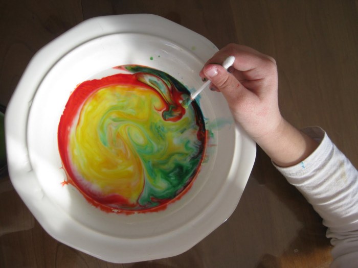 Experiment milk and food coloring