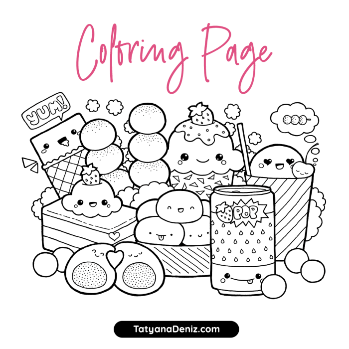 Dessert kawaii food coloring pages