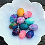 Easter egg dyeing with food coloring