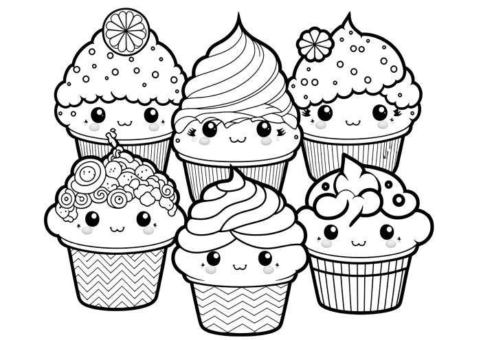 Dessert kawaii food coloring pages