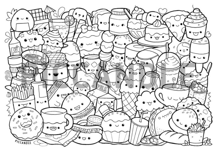 Coloring pages kawaii food