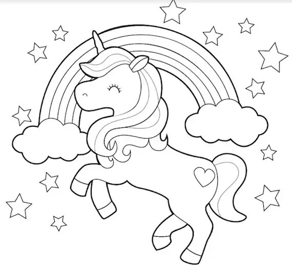 Relaxing unicorn coloring pages kid