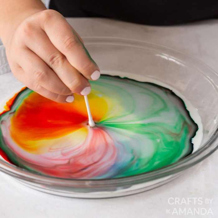 Milk food coloring and soap