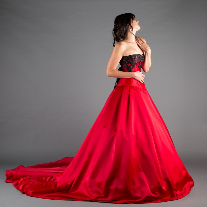 Red dress wedding reception