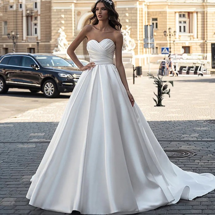 Satin wedding dress with pearls