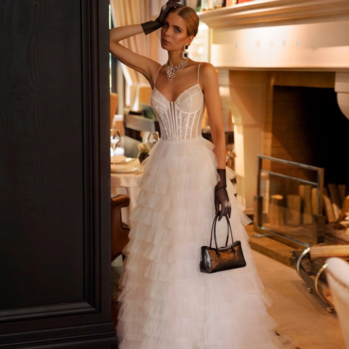 Ruffle tulle wedding dress